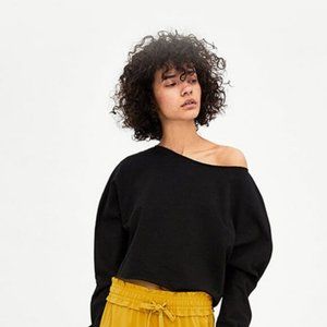 Zara Tops Nwot Zara Cropped Raw Hem Sweatshirt Poshmark